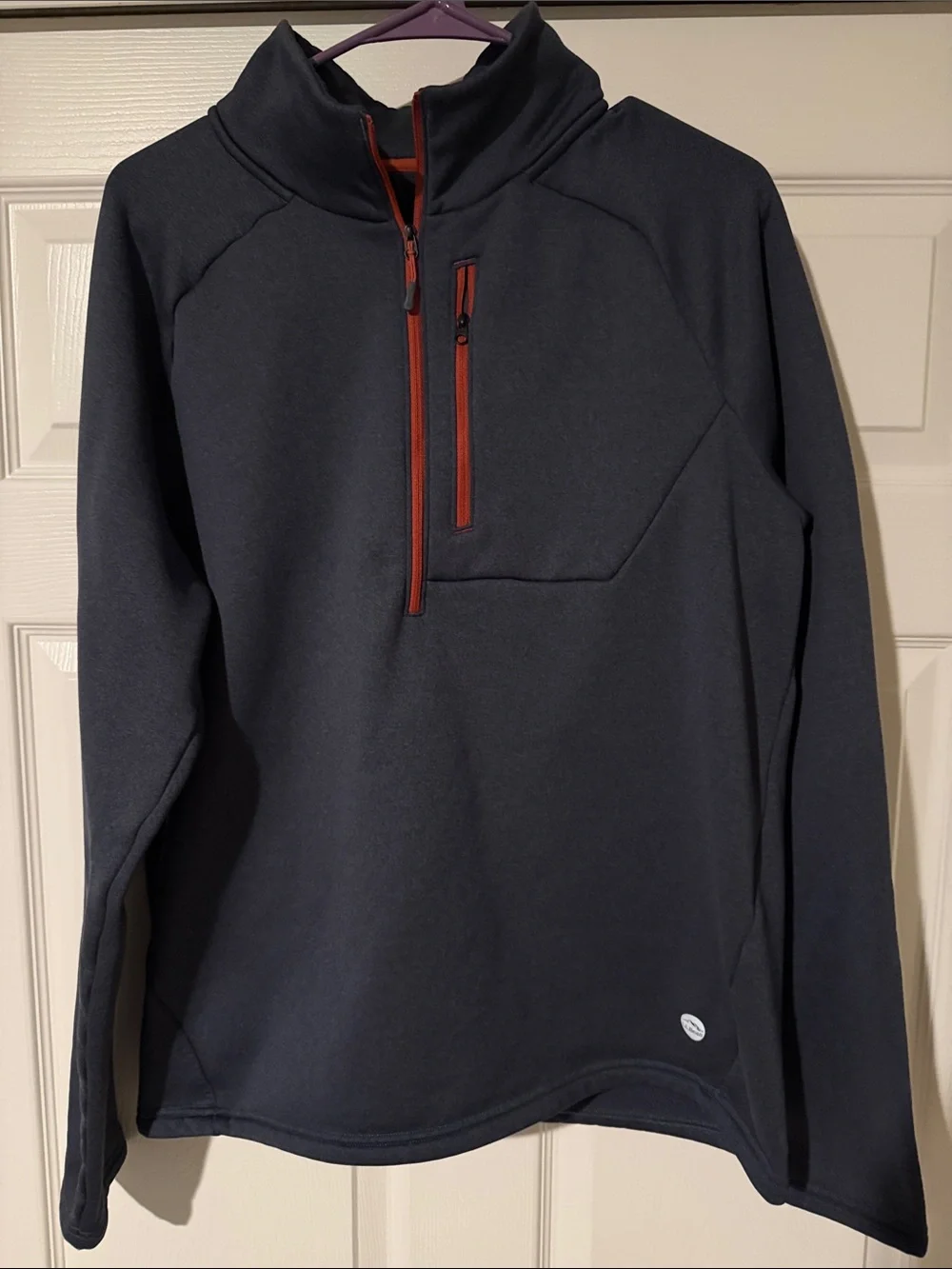 L.L. Bean Grey Performance Quarter-Zip Pullover with Dark Burnt OrangeTrim